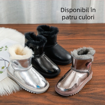Pantofi de gleznă unisex, din piele naturală, partea superioară din piele de vită, pentru vârste 7–16 ani