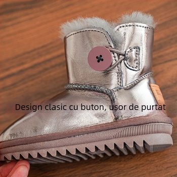 Pantofi de gleznă unisex, din piele naturală, partea superioară din piele de vită, pentru vârste 7–16 ani