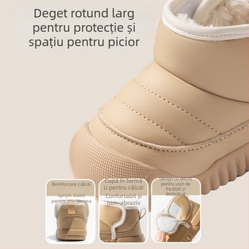 Brumler cizme de zăpadă pentru copii 1–6 ani, căptușite cu fleece, suprafață din piele microfibră, talpă TPR, închidere Velcro