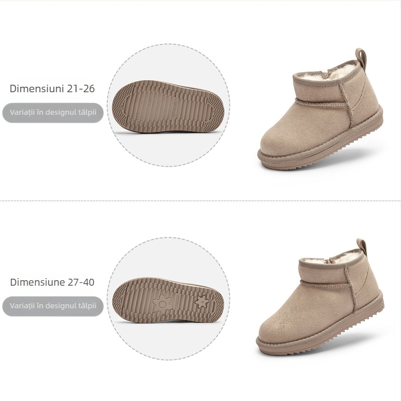 Babala Botine unisex pentru copii, din piele nubuc suede, talpă din cauciuc și plastic, pentru 1-6 ani, iarnă, stil zilnic, 2025