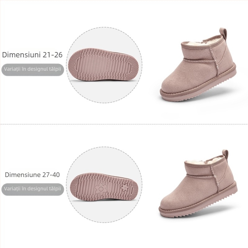 Babala Botine unisex pentru copii, din piele nubuc suede, talpă din cauciuc și plastic, pentru 1-6 ani, iarnă, stil zilnic, 2025