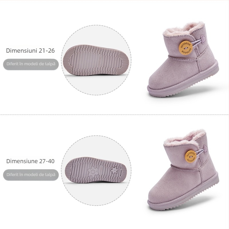 Babala Botine unisex pentru copii, din piele nubuc suede, talpă din cauciuc și plastic, pentru 1-6 ani, iarnă, stil zilnic, 2025