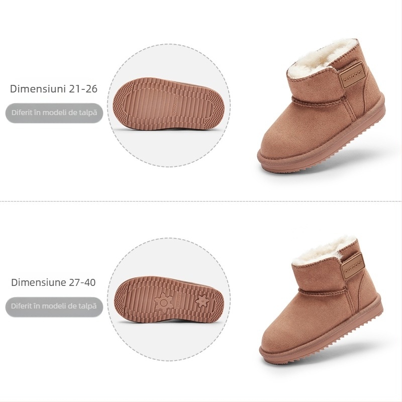 Babala Botine unisex pentru copii, din piele nubuc suede, talpă din cauciuc și plastic, pentru 1-6 ani, iarnă, stil zilnic, 2025