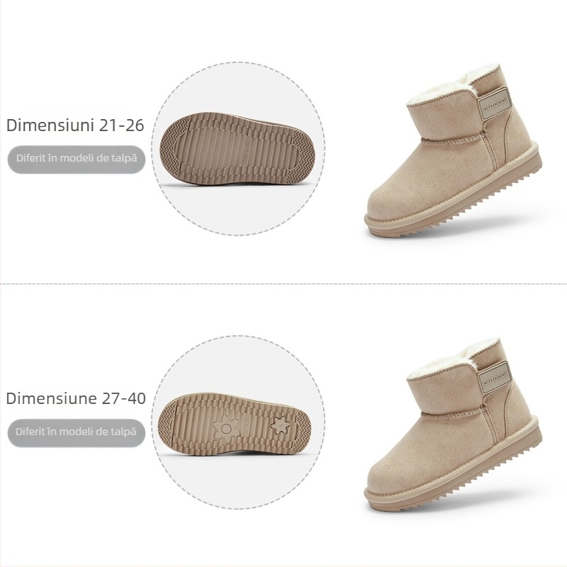 Babala Botine unisex pentru copii, din piele nubuc suede, talpă din cauciuc și plastic, pentru 1-6 ani, iarnă, stil zilnic, 2025