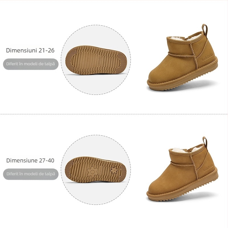 Babala Botine unisex pentru copii, din piele nubuc suede, talpă din cauciuc și plastic, pentru 1-6 ani, iarnă, stil zilnic, 2025