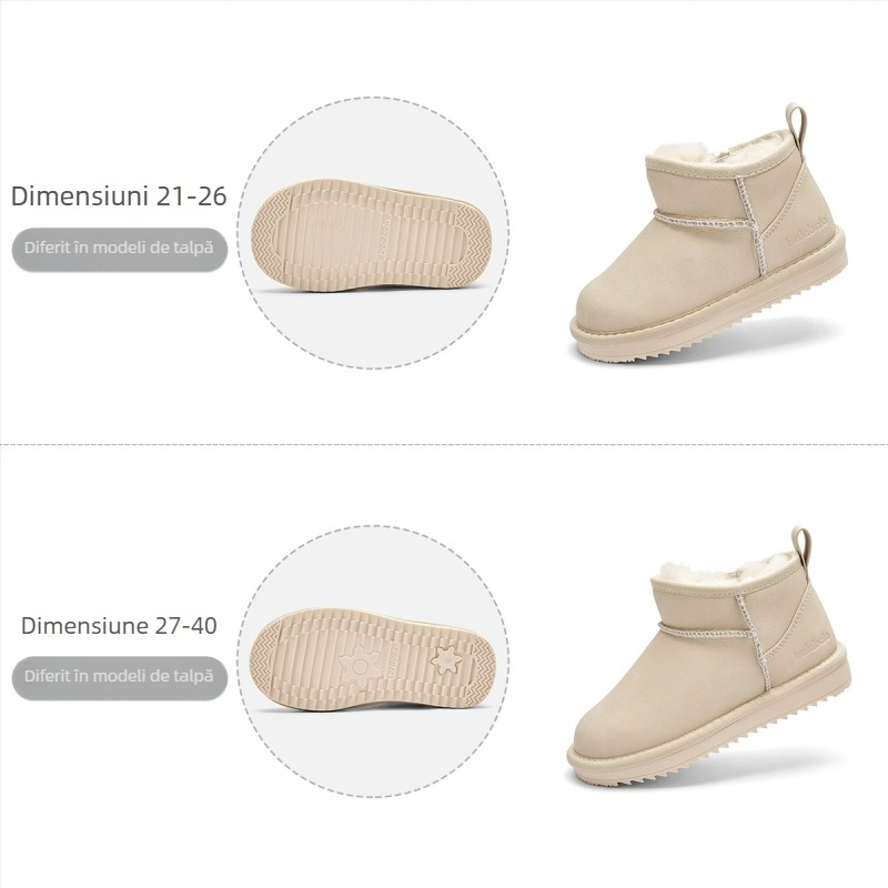 Babala Botine unisex pentru copii, din piele nubuc suede, talpă din cauciuc și plastic, pentru 1-6 ani, iarnă, stil zilnic, 2025