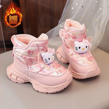 Botosei de copii până la gleznă, partea superioară din piele microfibră și talpă din cauciuc, pentru vârstele 4–12 ani, sezon iarnă-toamnă, Winter 2025