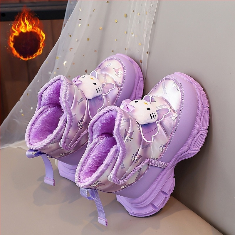 Botosei de copii până la gleznă, partea superioară din piele microfibră și talpă din cauciuc, pentru vârstele 4–12 ani, sezon iarnă-toamnă, Winter 2025