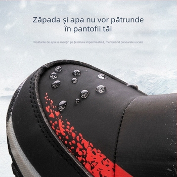 Ghete de iarnă pentru copii, gleznă, cu căptușeală pufoasă, izolație groasă, pentru 7–16 ani, fermoar lateral, impermeabile, talpă antiderapantă
