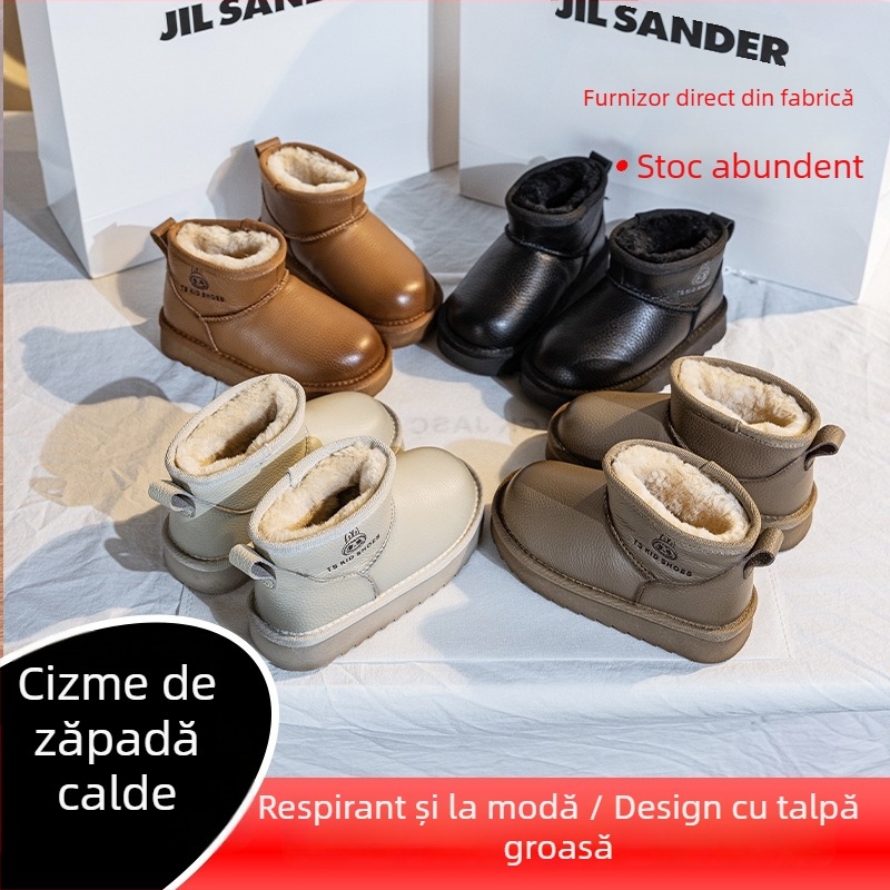 Ghete de iarnă pentru copii, din piele, impermeabile, unisex, căptușite cald, pentru vârste 4–16 ani, toamnă-iarnă