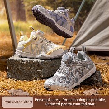 Pantofi sport pentru copii, model nou toamna 2025, talpă joasă, închidere cu buton rotativ, pentru băieți și fete, la modă și versatile, antiderapante.
