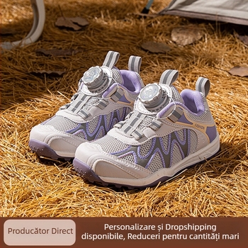 Pantofi sport pentru copii, model nou toamna 2025, talpă joasă, închidere cu buton rotativ, pentru băieți și fete, la modă și versatile, antiderapante.
