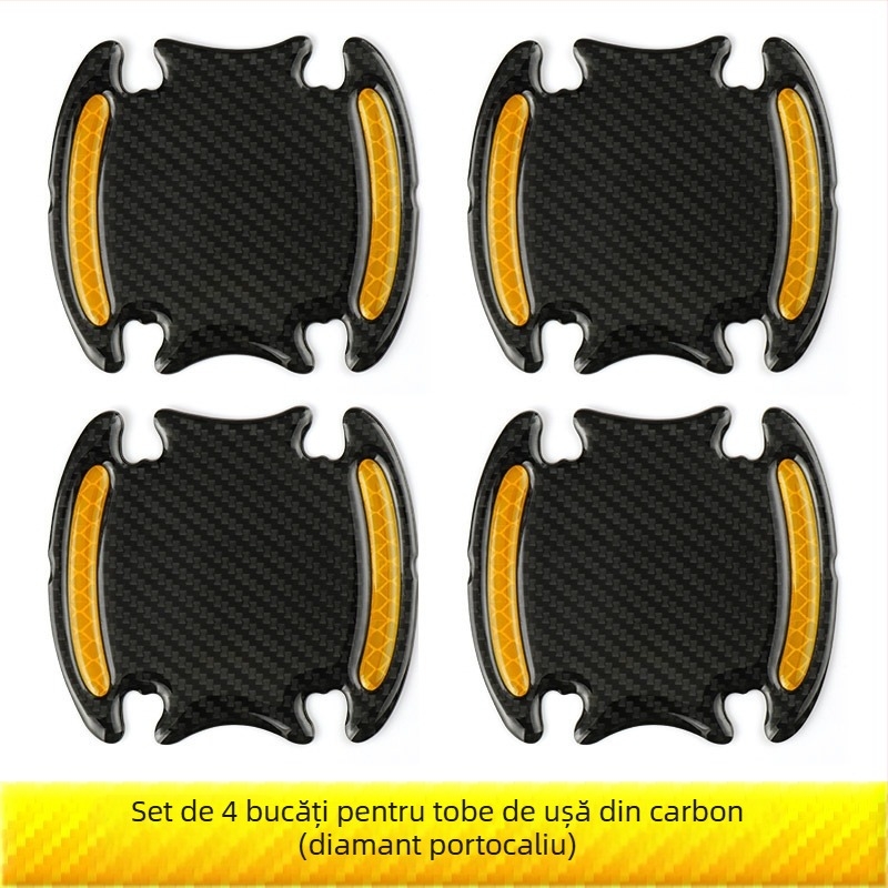 Bandă anti-coliziune pentru ușă cu autocolant protector în model fibră de carbon pentru mânerul ușii, adeziv picurare, personalizabil