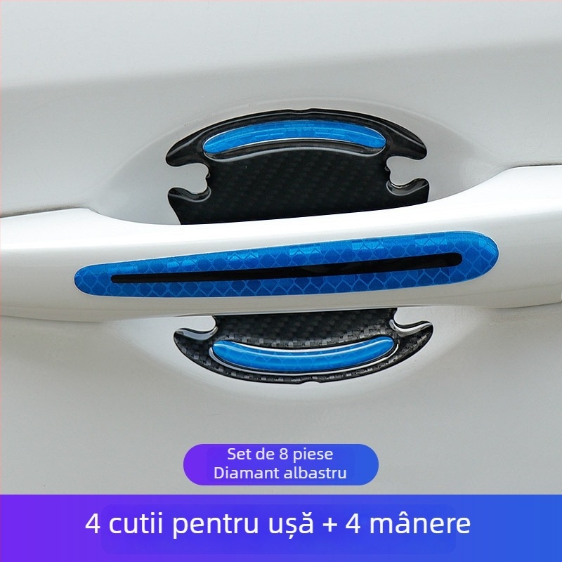 Bandă anti-coliziune pentru ușă cu autocolant protector în model fibră de carbon pentru mânerul ușii, adeziv picurare, personalizabil