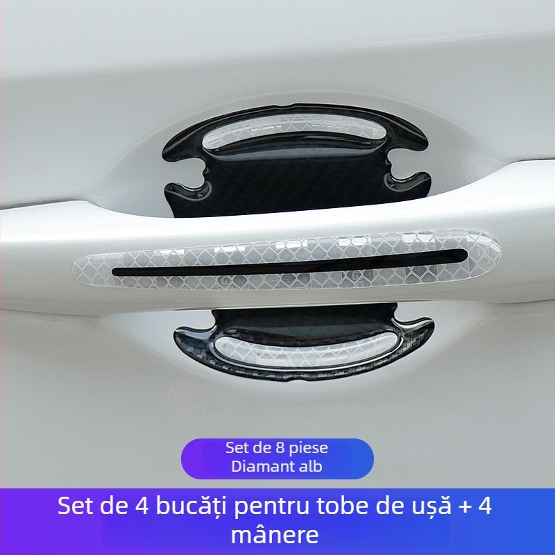 Bandă anti-coliziune pentru ușă cu autocolant protector în model fibră de carbon pentru mânerul ușii, adeziv picurare, personalizabil