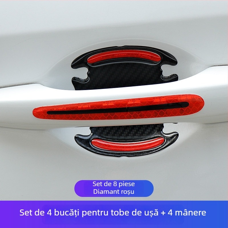 Bandă anti-coliziune pentru ușă cu autocolant protector în model fibră de carbon pentru mânerul ușii, adeziv picurare, personalizabil
