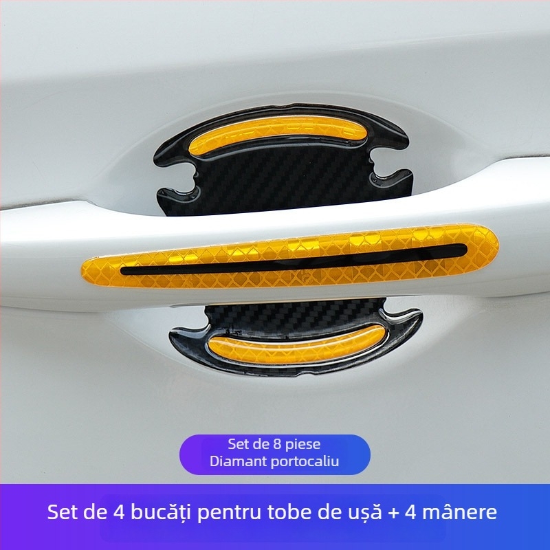 Bandă anti-coliziune pentru ușă cu autocolant protector în model fibră de carbon pentru mânerul ușii, adeziv picurare, personalizabil