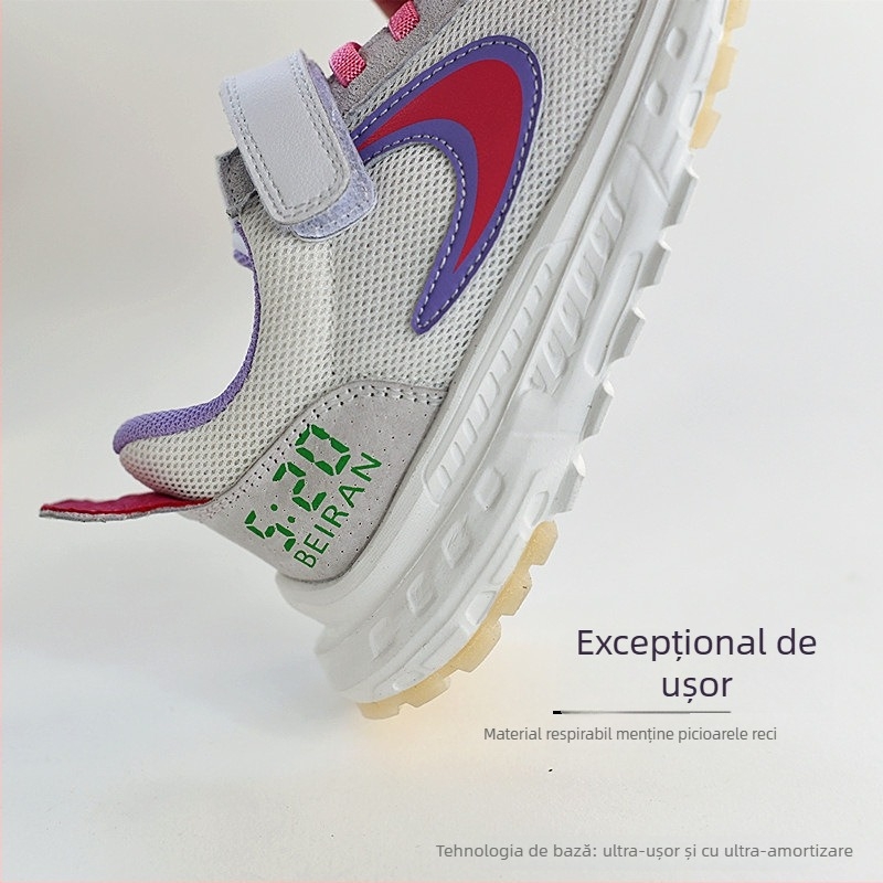 Pantofi sport pentru copii, suprafață din plasă respirabilă, închidere Velcro, talpă EVA, unisex, vârsta 4–12 ani.
