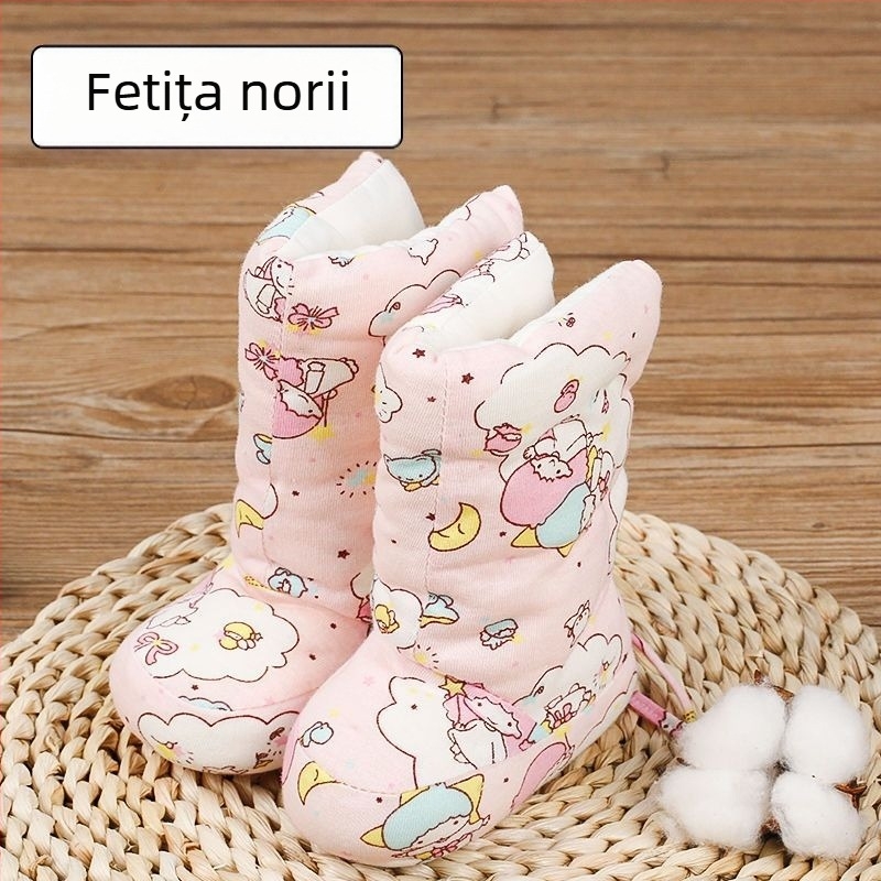 Pantofi sport pentru bebeluși cu partea superioară din bumbac, iarnă, 12–36 luni, model desen animat