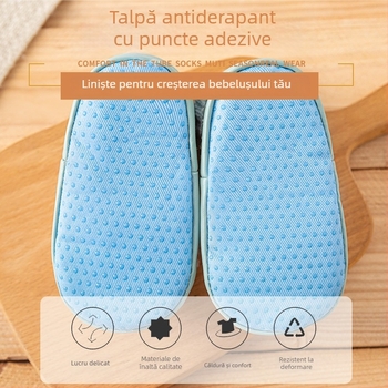 Șosete de podea pentru copii, groase din terry pentru căldură, antiderapante, bumbac pieptănat, model cu desene animate