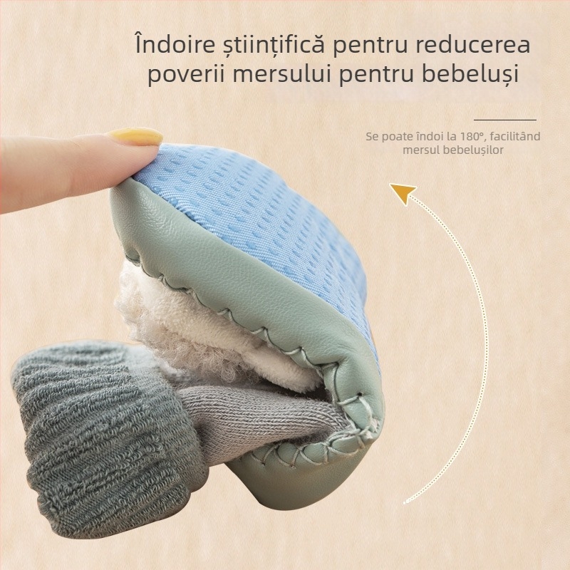 Șosete de podea pentru copii, groase din terry pentru căldură, antiderapante, bumbac pieptănat, model cu desene animate