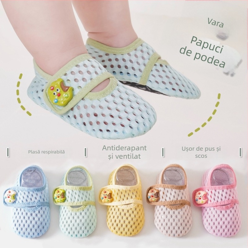 Șosete de podea pentru bebeluși, vară, din plasă, antiderapante, respirabile, model desen animat