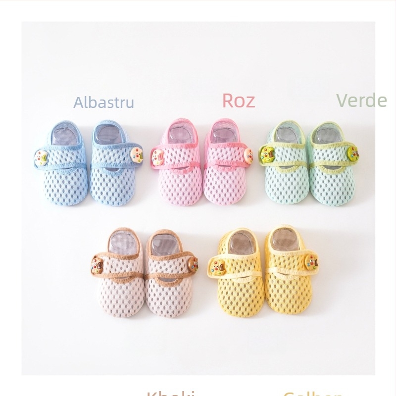 Șosete de podea pentru bebeluși, vară, din plasă, antiderapante, respirabile, model desen animat