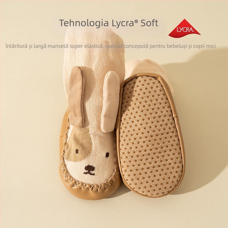 Șosete pentru bebeluși anti-alunecare, talpă moale, unisex, cu imprimeu desen animat, din bumbac respirabil, potrivite pentru primăvară, toamnă și iarnă.