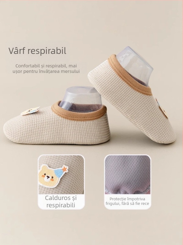 Șosete de podea pentru copii, antiderapante, talpă moale, imprimeu desen animat, 100% poliester, lansare toamnă 2025