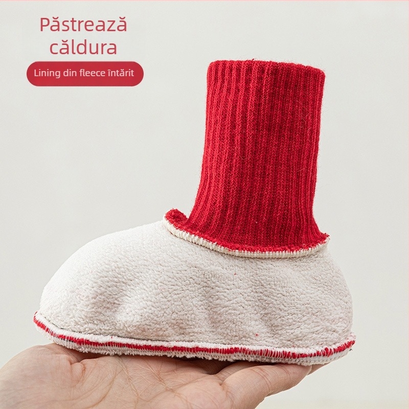 Șosete de podea pentru bebeluși cu căptușeală de velur, iarnă, calde, antiderapante, lungi, model desen animat, 100% poliester, unisex