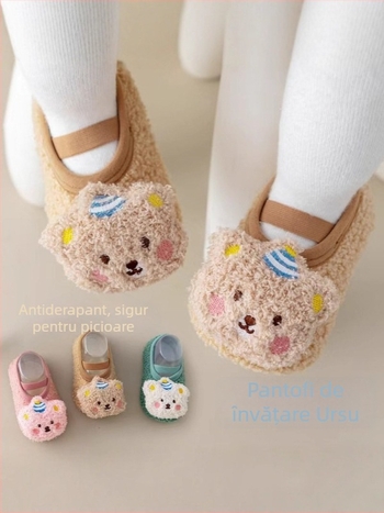 Șosete de podea pentru copii, talpă moale antiderapant, din fibre de poliester, model desen animat