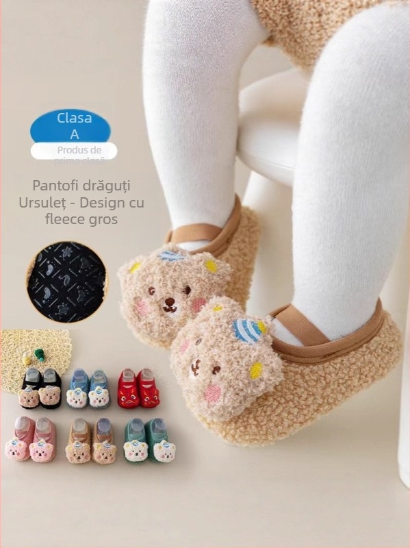 Șosete de podea pentru copii, talpă moale antiderapant, din fibre de poliester, model desen animat