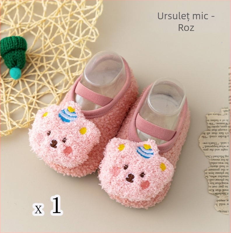 Șosete de podea pentru copii, talpă moale antiderapant, din fibre de poliester, model desen animat