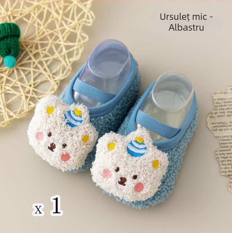 Șosete de podea pentru copii, talpă moale antiderapant, din fibre de poliester, model desen animat