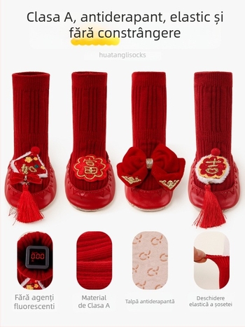 Șosete de podea pentru bebeluși, antiderapante, din bumbac respirabil, model desen animat, pentru primăvară și toamnă