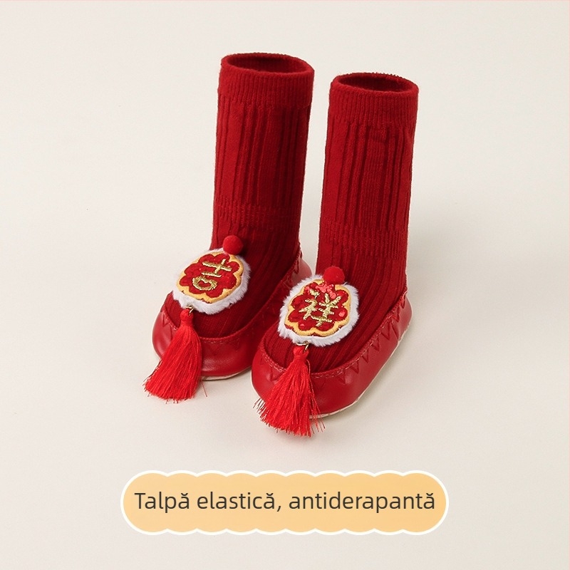 Șosete de podea pentru bebeluși, antiderapante, din bumbac respirabil, model desen animat, pentru primăvară și toamnă