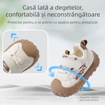 Bramiller Pantofi de mers pentru bebeluși 12-36 luni – piele microfibră, anti-alunecare, închidere Velcro, stil casual