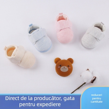 Pantofi pentru copii mici, din bumbac, respirabili, anti-derapare, talpă moale, închidere Velcro