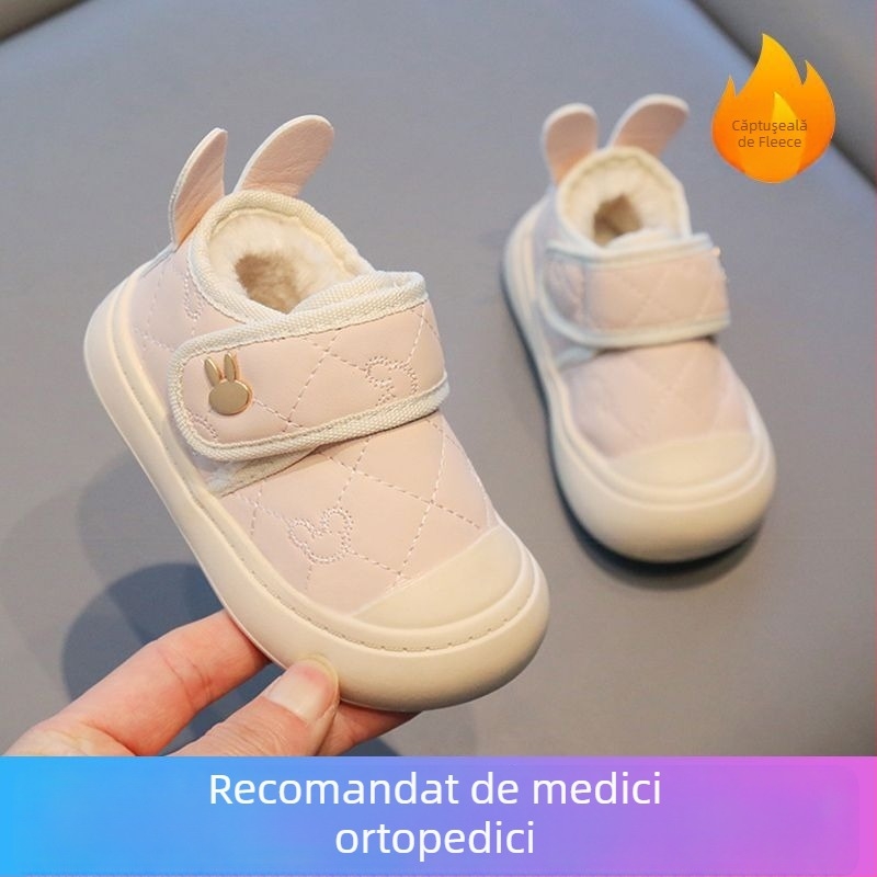 Pantofi pentru băieți mici, iarnă, partea superioară din piele artificială, anti-derapare, păstrează caldura, pentru 12–36 luni