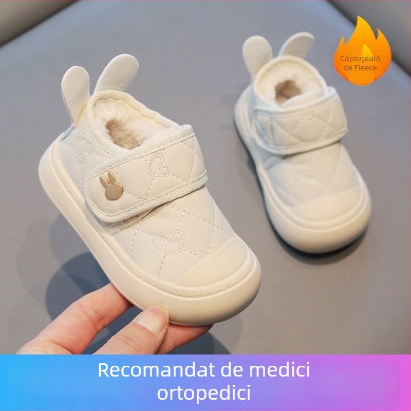 Pantofi pentru băieți mici, iarnă, partea superioară din piele artificială, anti-derapare, păstrează caldura, pentru 12–36 luni
