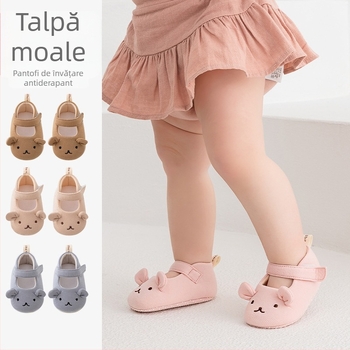 Pantofi de bebeluși din pânză cu broderie Little Bear, bumbac, unisex, 6-12 luni