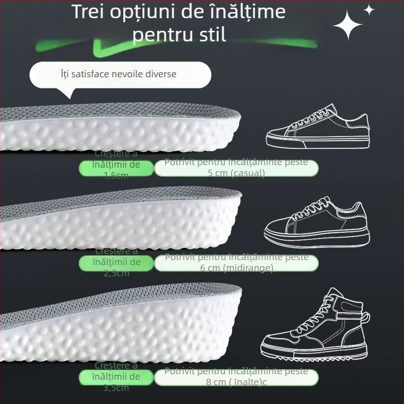 Talpă ascendentă invizibilă pentru încălțăminte – respirabilă, deodorizantă, PU material, unisex