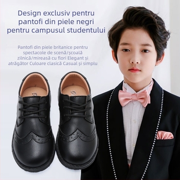 Pantofi Brock pentru copii – partea superioară microfibră, interior PU, branț PU, talpă TPR, stil colegiu, curea frontală
