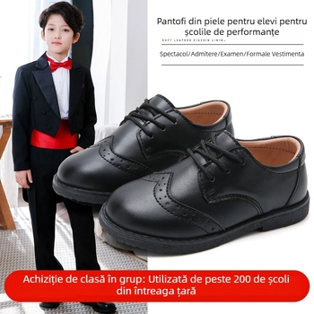 Pantofi Brock pentru copii – partea superioară microfibră, interior PU, branț PU, talpă TPR, stil colegiu, curea frontală