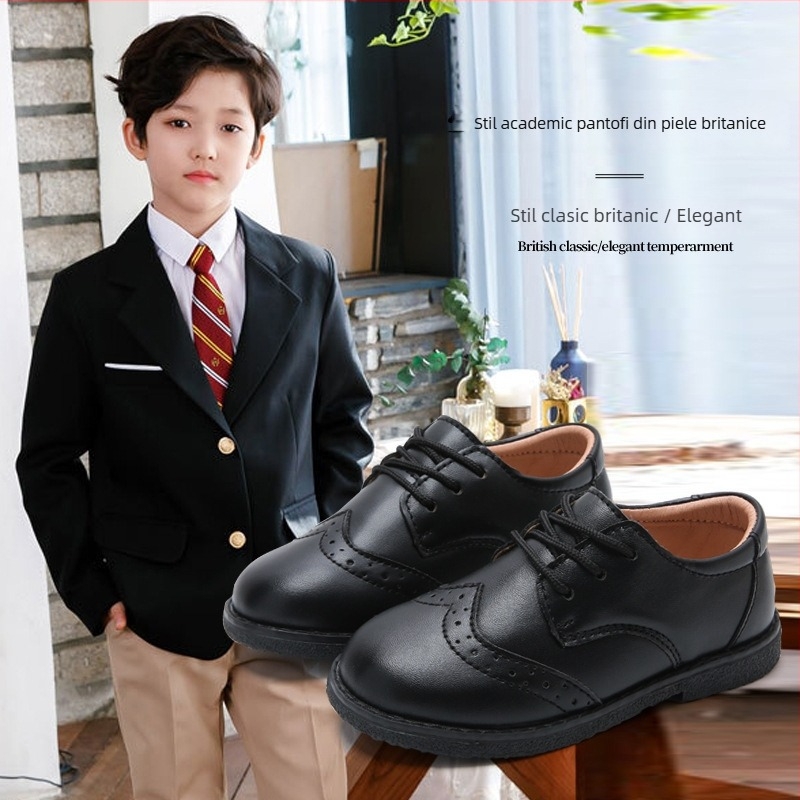 Pantofi Brock pentru copii – partea superioară microfibră, interior PU, branț PU, talpă TPR, stil colegiu, curea frontală