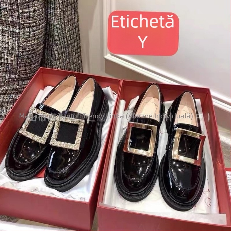 Loafers pentru femei, slip-on, fără șireturi, gleznă joasă, talpă din cauciuc groasă, toc 3–5 cm, vârf rotund