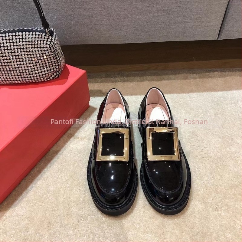 Loafers pentru femei, slip-on, fără șireturi, gleznă joasă, talpă din cauciuc groasă, toc 3–5 cm, vârf rotund