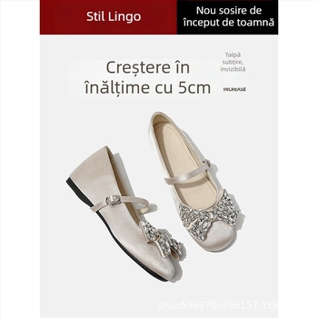 Pantofi Mary Jane cu partea superioară satinată, vârf rotund, tocuri 3–6 cm, talpă din cauciuc, căptușeală PU