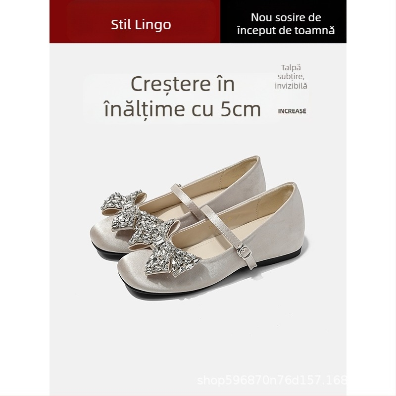 Pantofi Mary Jane cu partea superioară satinată, vârf rotund, tocuri 3–6 cm, talpă din cauciuc, căptușeală PU
