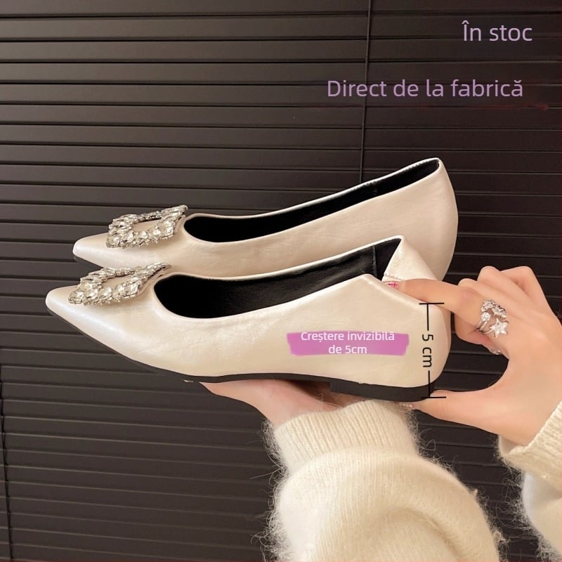 Pantofi wedges pentru femei, vârf ascuțit, partea superioară PU, toc de 6–8 cm, talpă din cauciuc